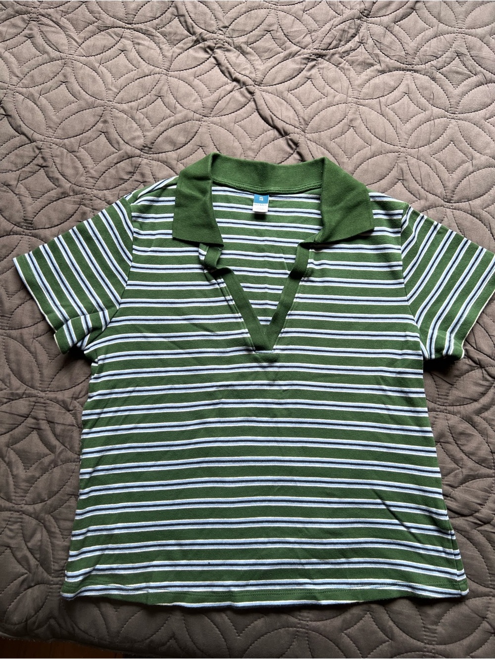 Old Navy All Cotton Green and White Striped Women’s Polo size XL